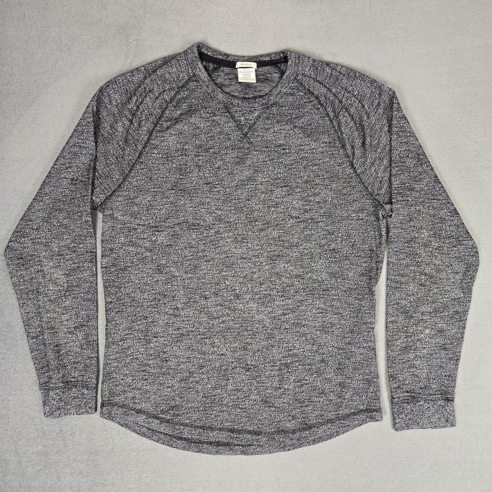 Abercrombie & Fitch Shirt Mens Large Gray Heather Muscle Long Sleeve Preppy Y2K
